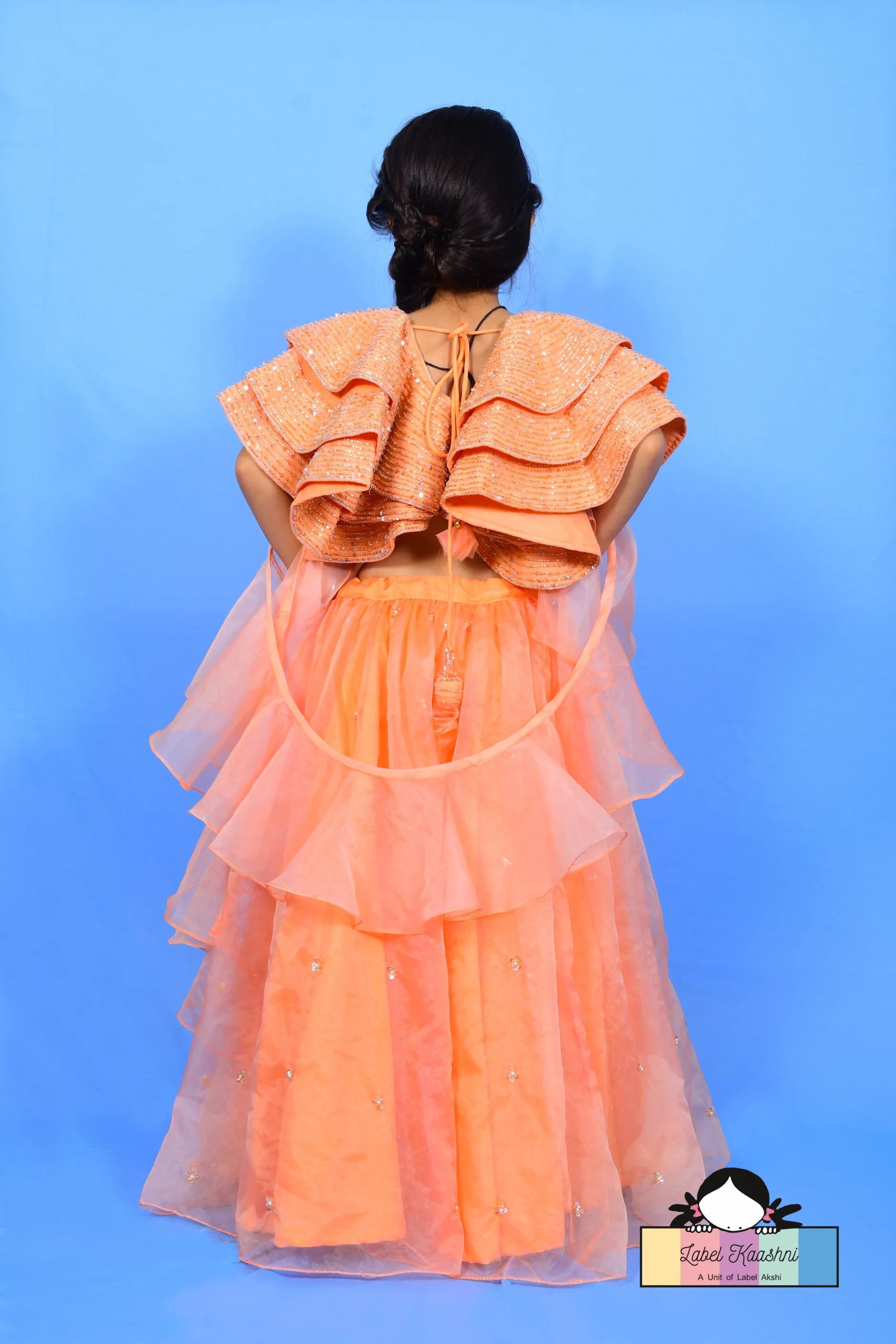 Glitter (lehenga) PEACH COLOUR STYLISH & ELEGANT LEHENGA FOR KIDS PARTY 