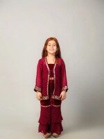 Wine Georgette Top And Pallazzo Set  Wine Georgette Top Palazzo Set Ethnic Fashion Wine Red Color Coordinated Ensemble Trendy Design Fashionable Set ​