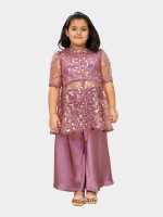 Soft Berry Top & Palazzo Set Soft Berry Top Palazzo Set Kids' Fashion Berry Color Palazzo Pants Comfortable Fit ​