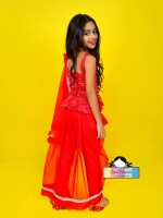 Cherry Pie (saree) elegant and beautiful red colour saree for kids