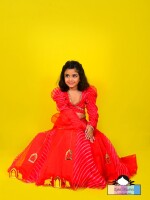 Razzleberry (lehenga) CHERRY RED COLOUR ETHENIC LEHENGA FOR KIDS PARTY WEAR