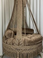 Macrame Swing Hammock Chair for Adults & Kids Large with 3 Pillow and Mattress