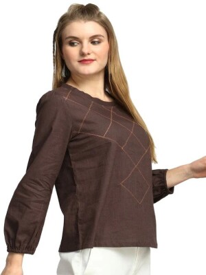 Chocolate Brown with Check print  Versatile Fabric, Rich Color, Warm and Comfortable, Traditional and Contemporary
