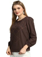 Chocolate Brown with Check print  Versatile Fabric, Rich Color, Warm and Comfortable, Traditional and Contemporary