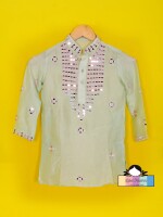 Pistachio Scoop (Kurta Set) KURTA WITH MIRROR WORK OR ETHENIC PANT FOR KIDS