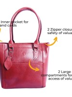 TOT91 - Energetic Burgundy,  Vibrant, Versatile, Fashionable, Functional, Ample Space, Practical Pockets, Comfortable Handles