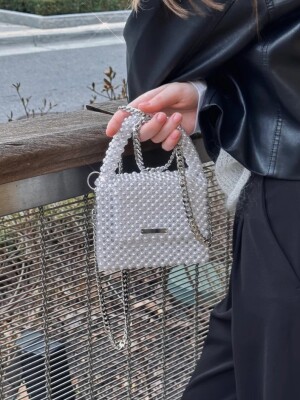 Beaded Bag / Pearl Purse / White Purse / Small bag