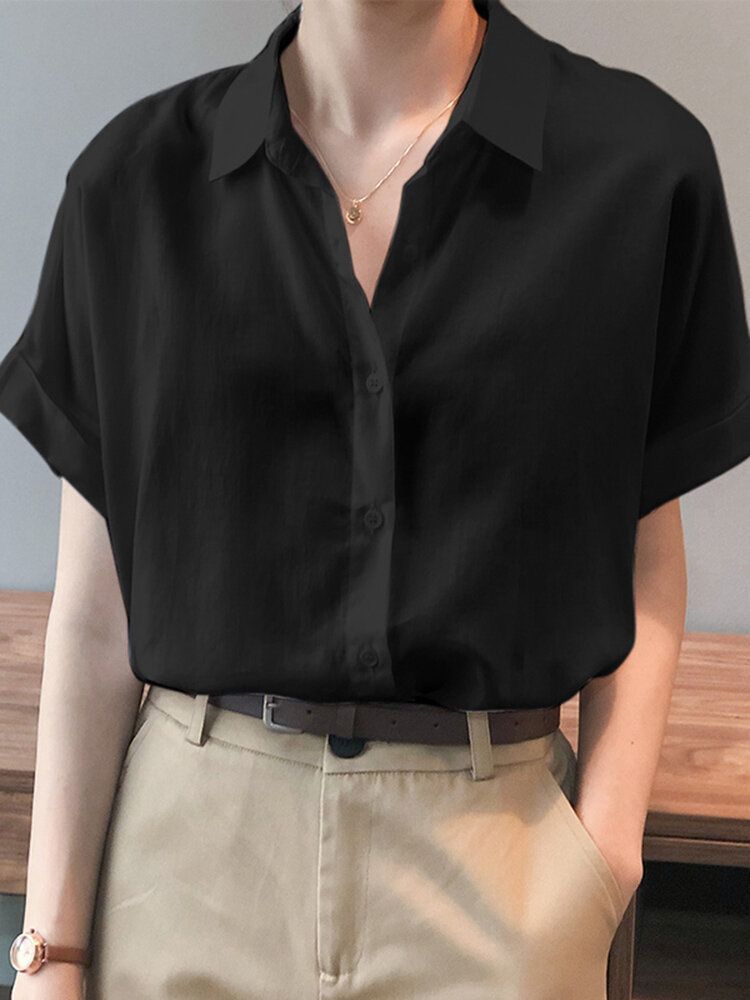 Black Half Sleeves Shirt for women, Women's fashion, Classic top, Short ...