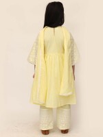 Yellow Cotton Thread Embroidery Kurta Pants Thread Embroidery Ensemble Cotton Kurta with Pants Stylish Embroidery Work ​