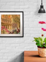 Historical Fort and Floral Framed Indian Wall Art Print