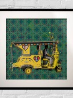 Yellow Auto Rickshaw Framed Indian Wall Art Print