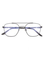 Square blue computer glasses, metal eye frame zero power, anti lare & Blue Ray Cut, for Men & Women