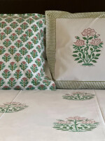 Peacoy ,King size, Elegant Hand Block Printed ,Pure Cotton,Green and pink flowers printed bed sheet