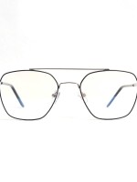 Square blue computer glasses, metal eye frame zero power, anti lare & Blue Ray Cut, for Men & Women