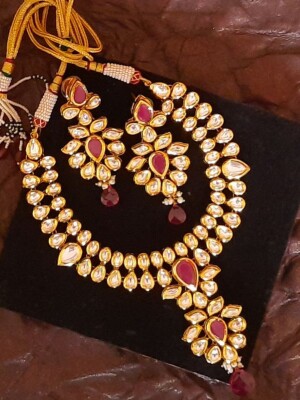 Royal kundan ruby maroon jewelry set