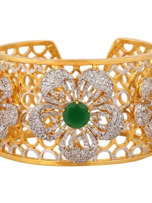 Diamond blossom luxurious golden flower bracelet kada