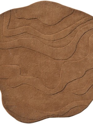 Hand Tufted Brown Color Rug Irregular 100% Wool Area Rug For Bedroom Aesthetic Minimalist Tufted Rug