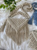 Stylish Handmade Macrame Sling Bags For Women’s macrame hand bag full size off white ( bag019)