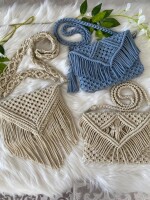 Stylish Handmade Macrame Sling Bags For Women’s macrame hand bag full size Beige ( bag020)