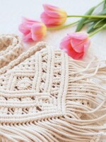 Stylish Handmade Macrame Sling Bags For Women’s macrame hand bag full size off white ( bag018)