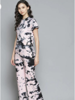 Tie & dye women black & pink Co-ord set