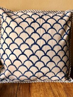 Blue & White Cotton Cushion Cover - 16 x 16 inches