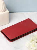 Nesh | ruby scarlet pochette | leather zipper wallet