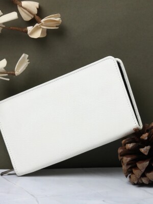 NESH | IVORY POCHETTE | WHITE LEATHER ZIPPER WALLET