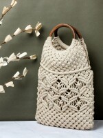 BASIL GREEN & BONE STONE | NESH | CROCHET WRISTLET HANDBAG, Trendy & Fancy Handbags, BONE STONE