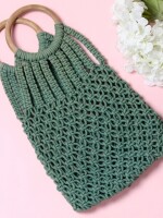 BASIL GREEN & BONE STONE | NESH | CROCHET WRISTLET HANDBAG, Trendy & Fancy Handbags, BONE STONE