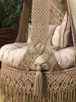 Macrame Boho Lotus Swing Hammock Chair for Adults & Kids TOPW13- CREAM