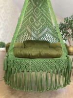 Macrame Boho Two Diamond Swing Hammock Chair for Adults & Kids TOPW13- GREEN