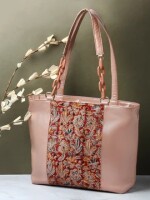 G French rose kalamkari print | vegan leather tote bag