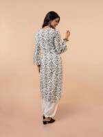 White and grey modern kurta set for women - set of 2