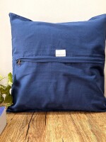 Bule Block Printed Cotton Cushion Cover - 15 x 15 inches