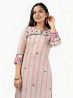 Stylish & beautiful pink embroidered cotton suit - set of 3