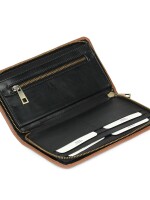 Nesh | hazelnut pochette | brown leather zipper wallet nesh