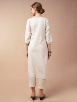 Comfortable beige handloom stylish cotton suit set- set of 3