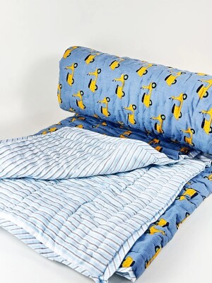 Cute Bike light blue Kids Single Quilt 40x60 Inches