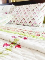 Peacoy,Traditional Jaipuri light weight pure cotton, voile fabric (mulmul), surgical cotton stuffed, hand block printed, AZO free Quilt