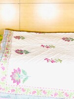 Wine floral double sided block printed cotton quilt single 60x90 inches