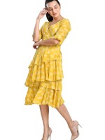Yellow Frill Wrap Around Dress