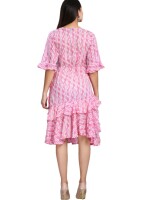 Pink Frill Wrap Around Dress