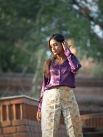 Trendy casual purple full shirt for women