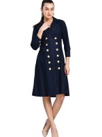 Linen Wood Button Jacket Dress