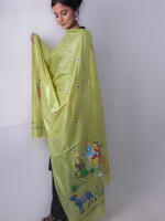 Krishna raas hand painted pattachitra munga silk dupatta