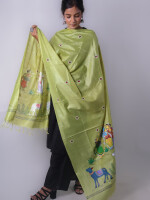 Krishna raas hand painted pattachitra munga silk dupatta