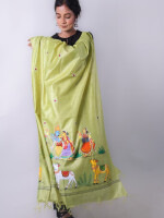 Krishna raas hand painted pattachitra munga silk dupatta