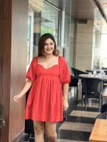 Rose Red dress-  a delightful addition to your summer wardrobe, essence of elegance and comfort, versatile choice for casual outings,