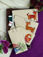 Gond wilderness hand painted jute envelope set of 4